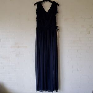 Adrianna Papell navy chiffon dress